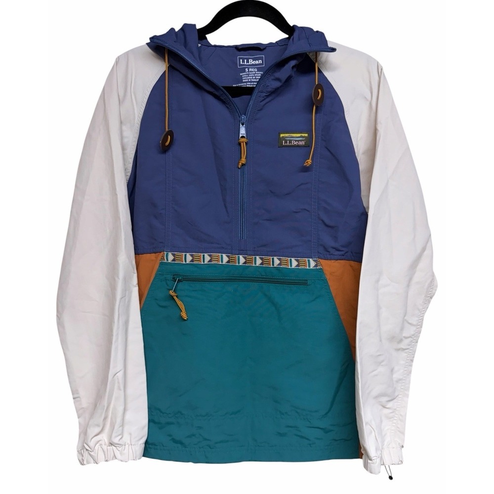 L.L.Bean Mountain Classic Anorak Jacket Multi Teal Indigo Women's Size Small
